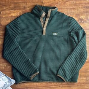 L.L. Bean Green and Tan Quilted Pullover